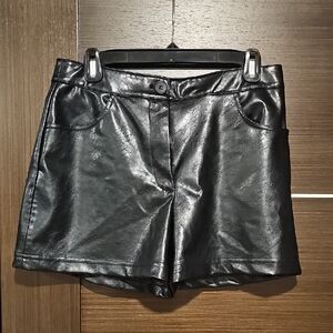 Zara Black High Waist Leather Shorts